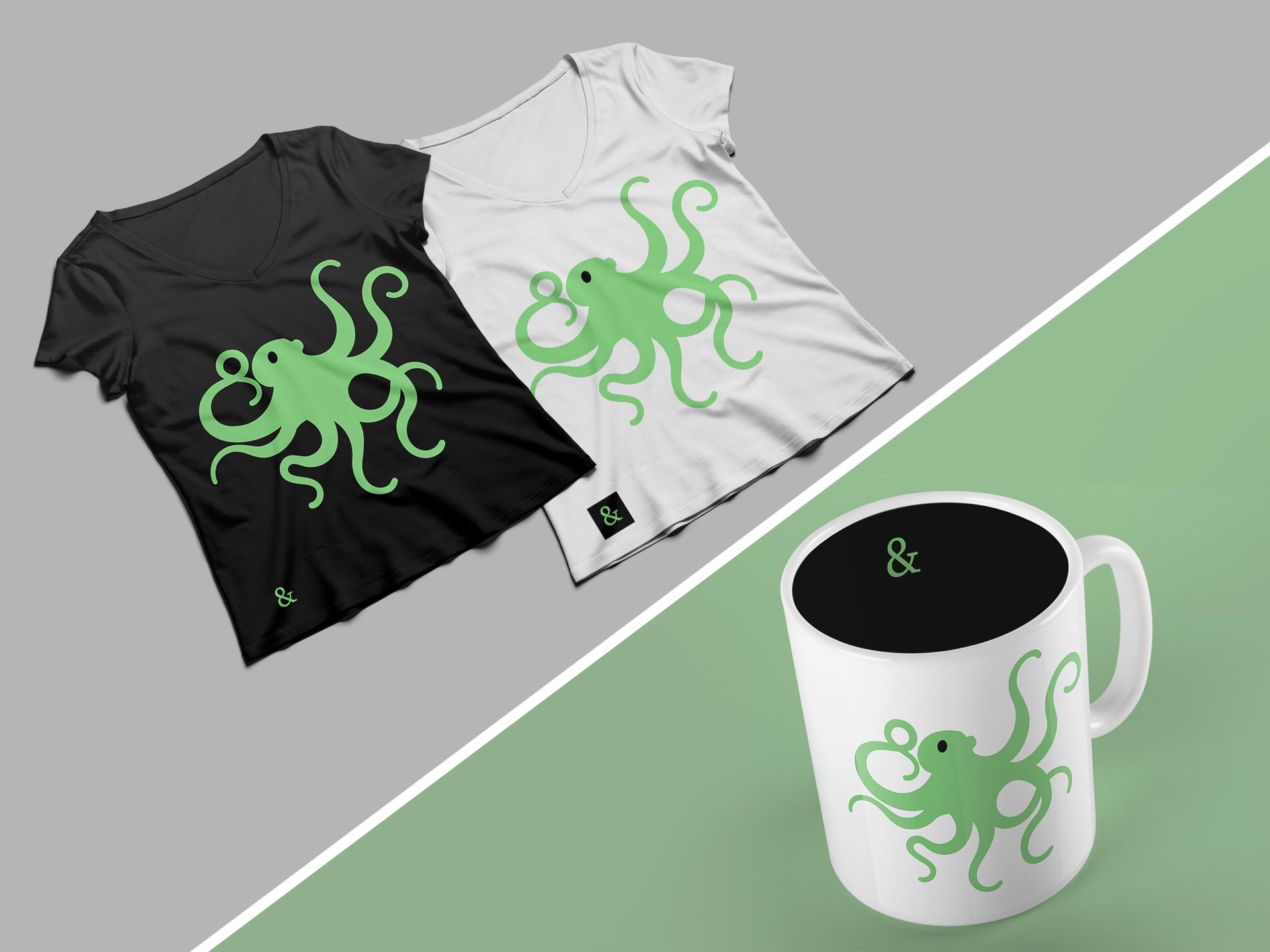 Visualisierung Oktopus Merchandise T-Shirts und Tasse