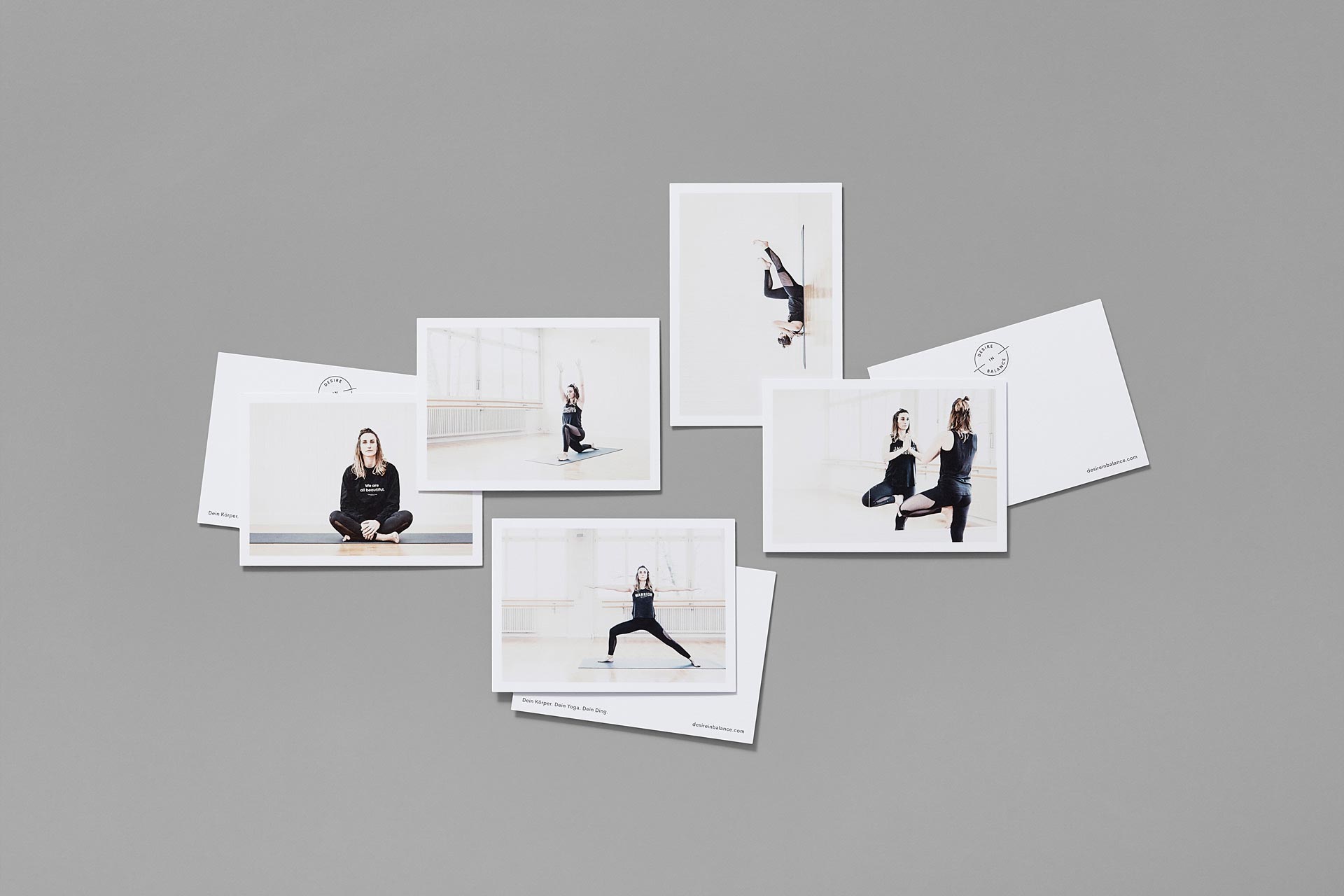 Fünf Postkarten mit unterschiedlichen Sujets von Desire in Balance