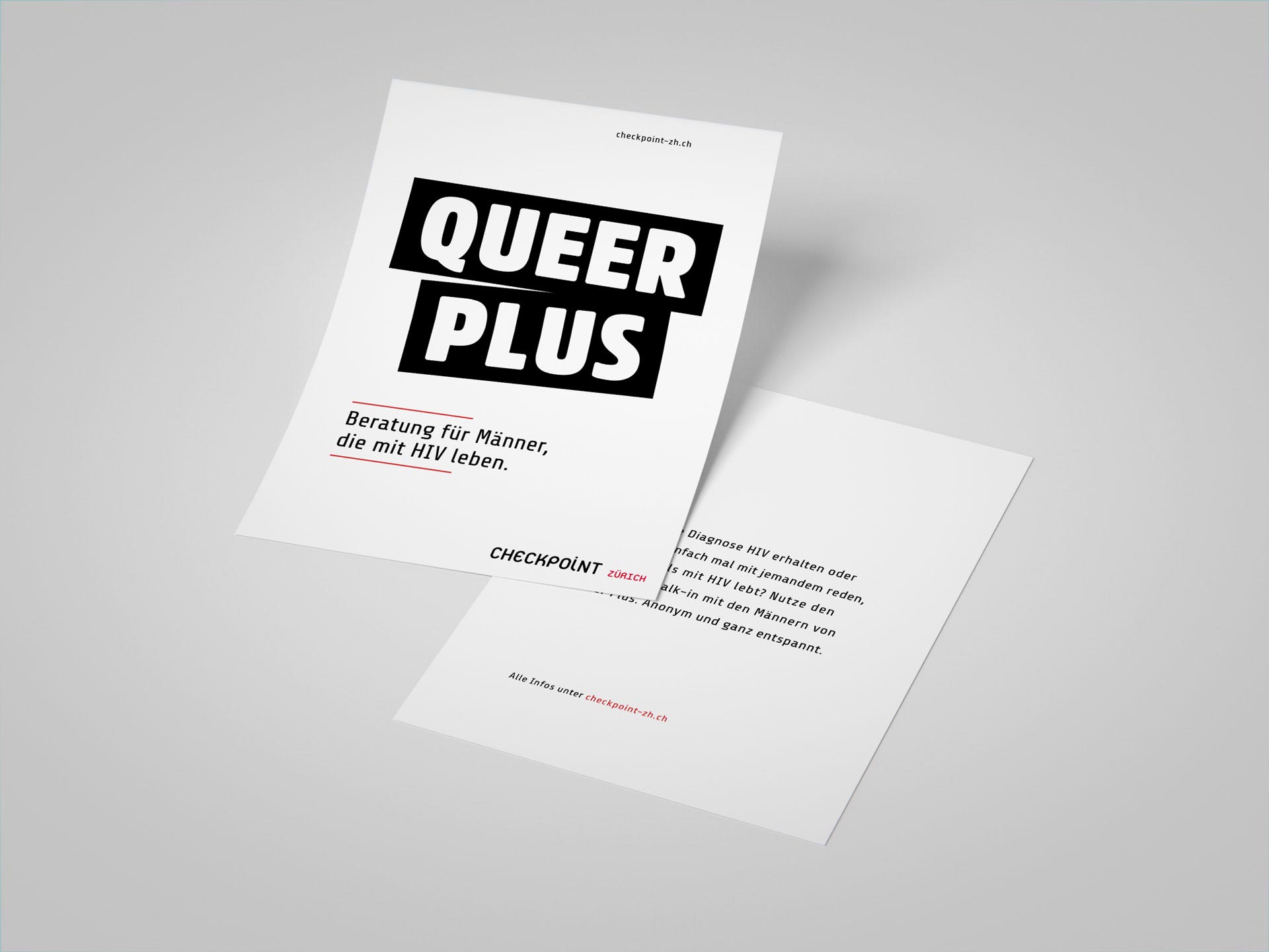Queer Plus Informationsflyer von Checkpoint Zürich
