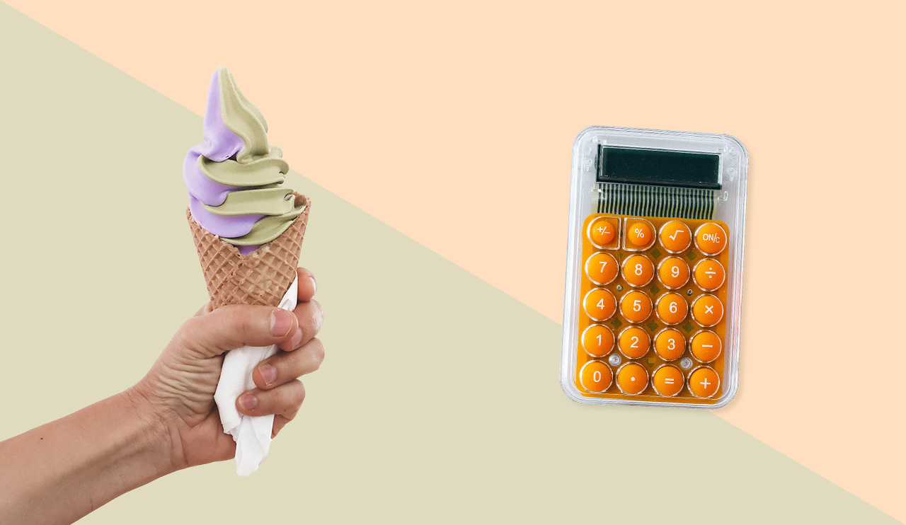 Glace und Taschenrechner